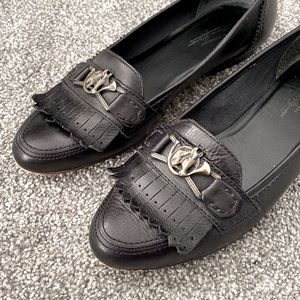 Vintage Etienne Aigner Black Leather Horse Loafers